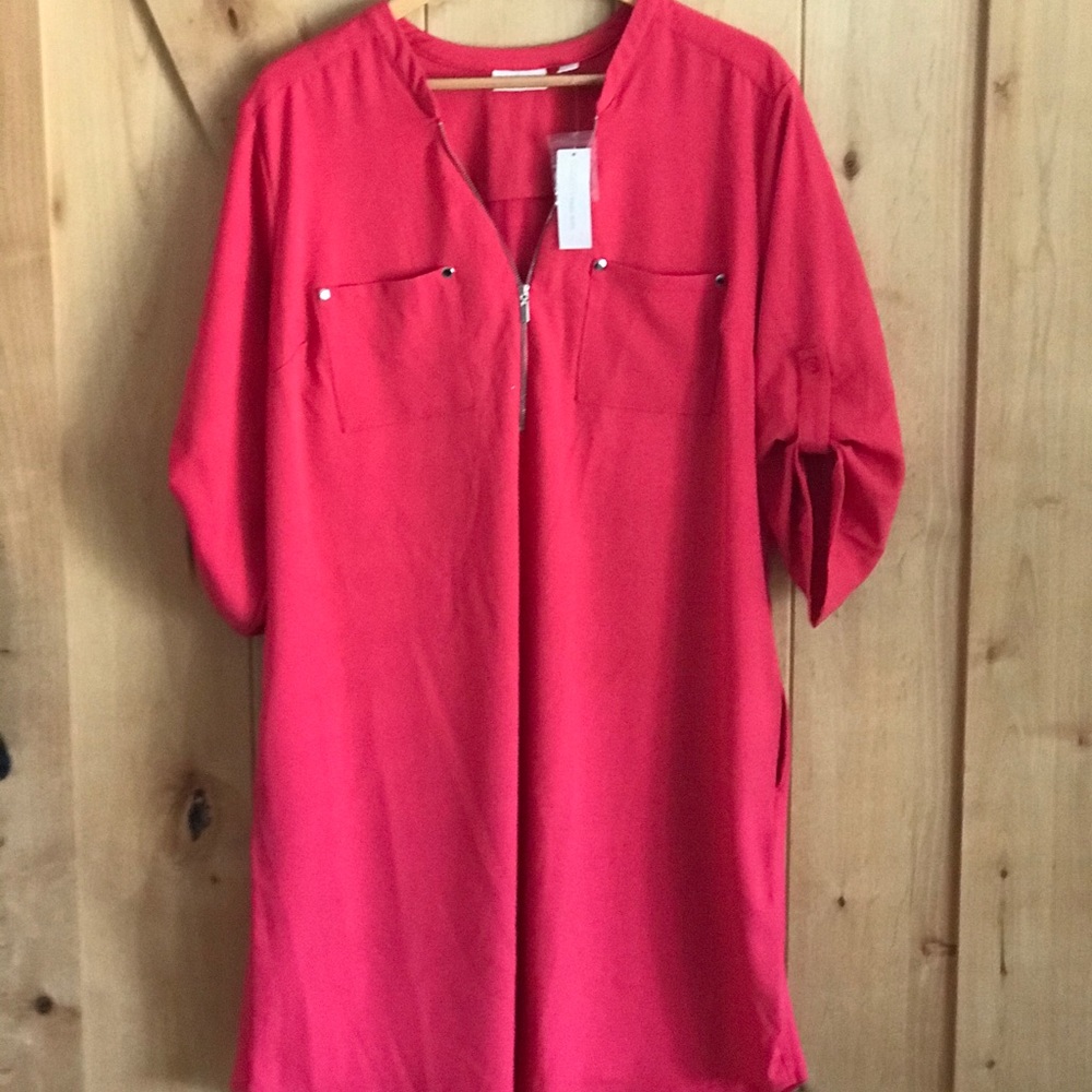 New York & Company Hot Pink Tunic3/4 Sleeve